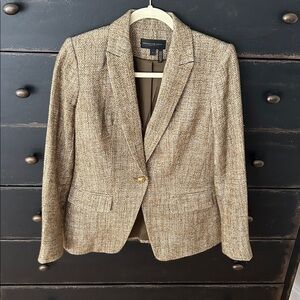 Donna Karen Tan and olive greenTweed Blazer